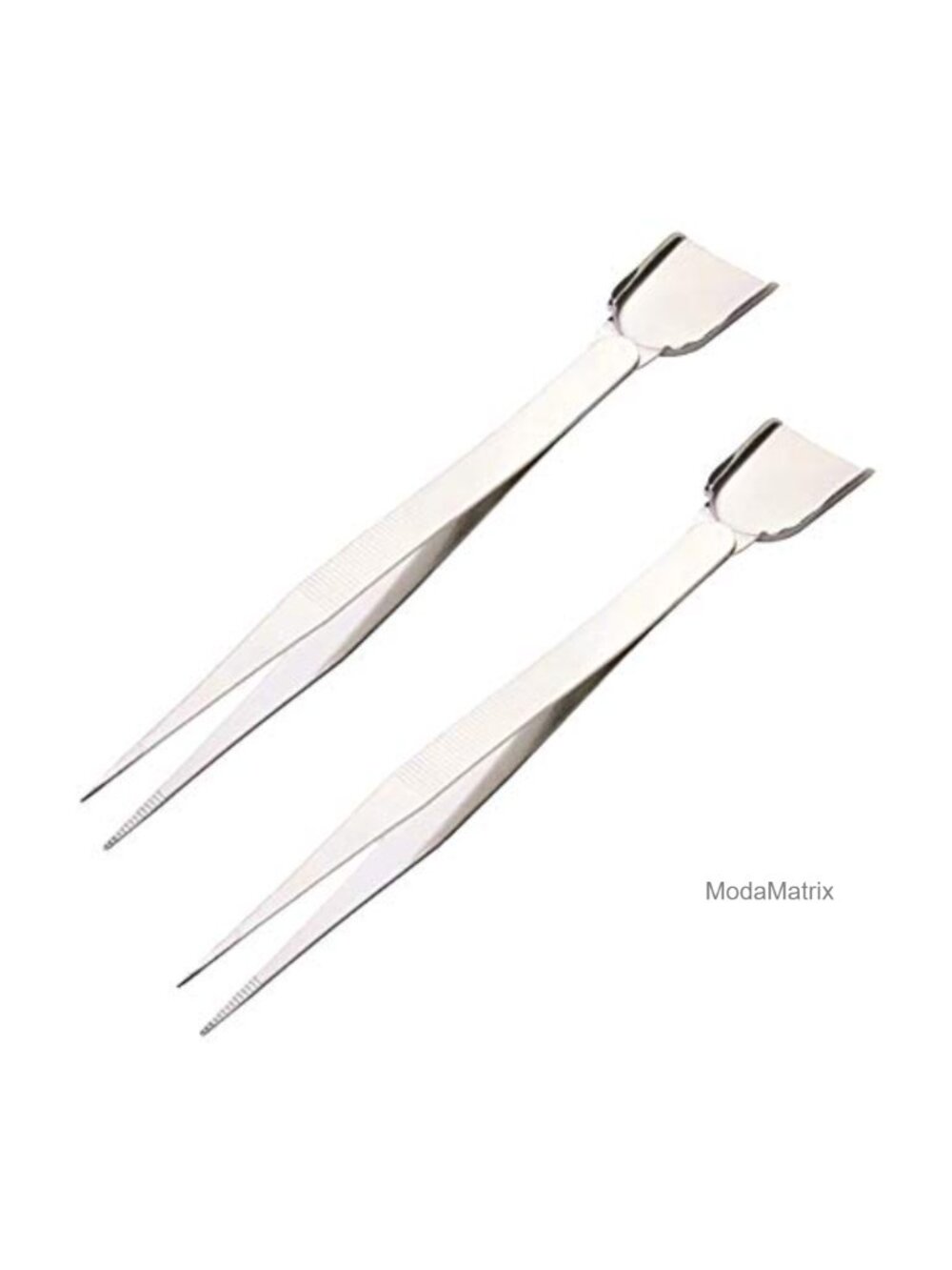 2 Pc Stainless Steel Tweezer with Scoop for Diamond Gems Beads